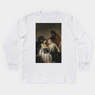 Majas on a Balcony by Francisco Goya Kids Long Sleeve T-Shirt